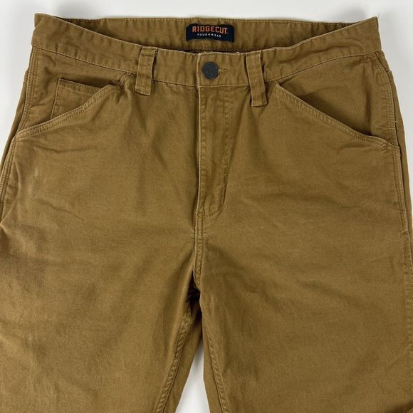 Ridge cut Toughwear Brown Canvas Work Pants Men’s 34x29 Actual Straight Cut Flaw - Picture 6 of 16